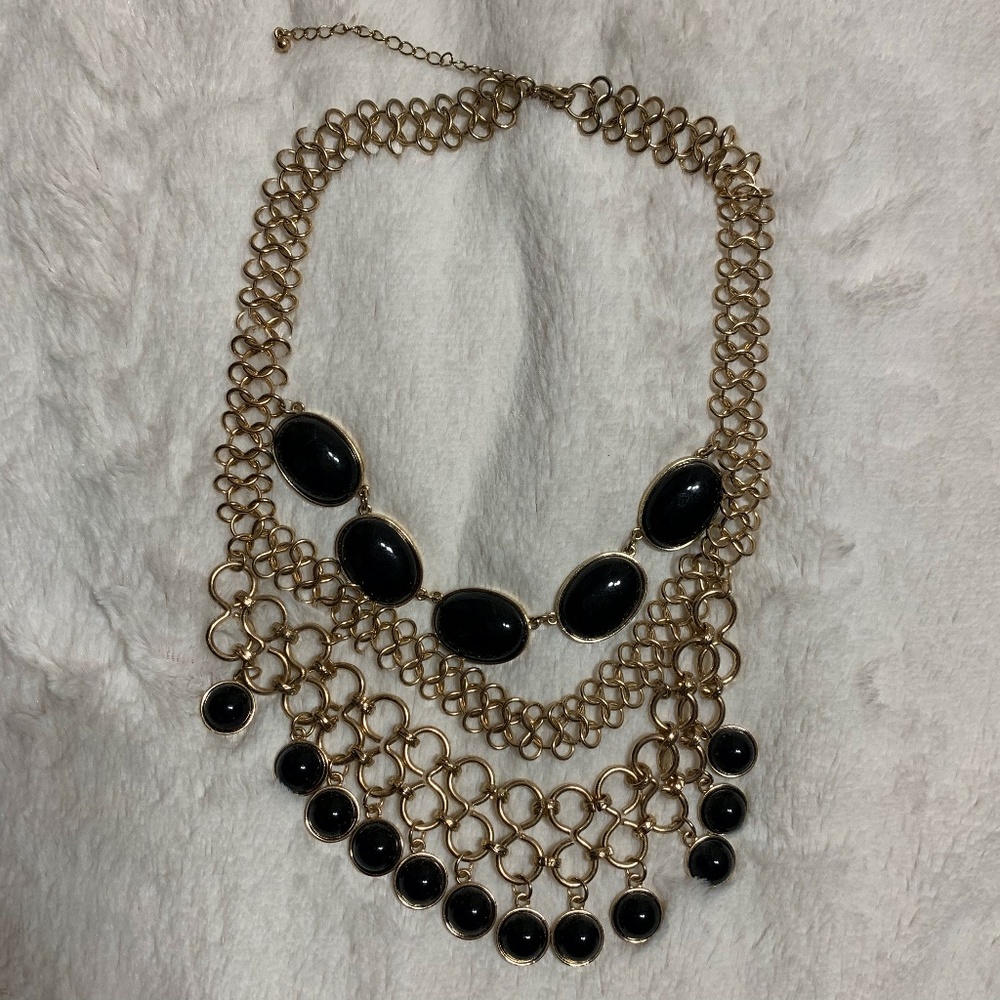 Cute Black and Gold Statement Necklace